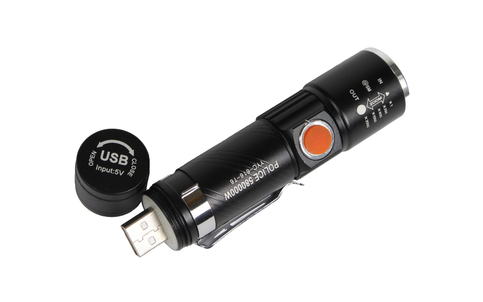 Фонарь ручной аккумуляторный с зарядкой от USB YYC-616-T6 фотография №3