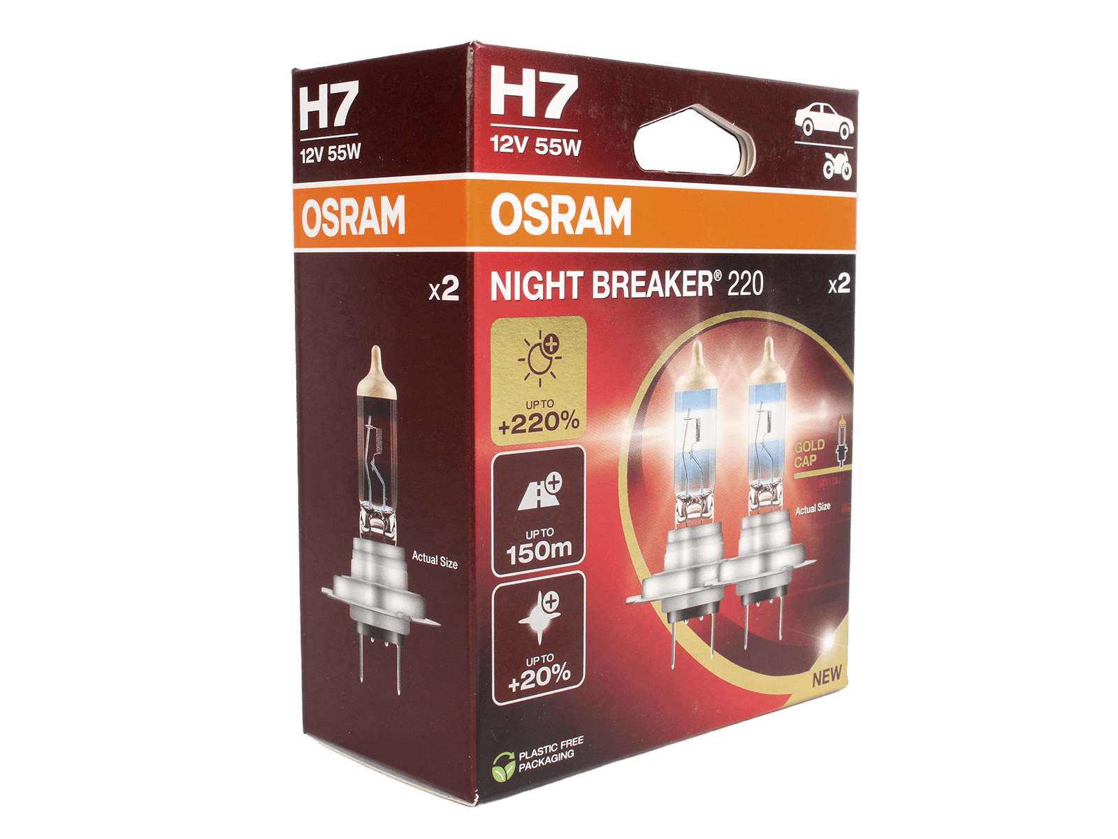 Автолампа H7 (55) PX26d+220% 220 3700К 12V 2 штуки комплект NIGHT BREAKER O-64210NB220(BOX) фотография №5