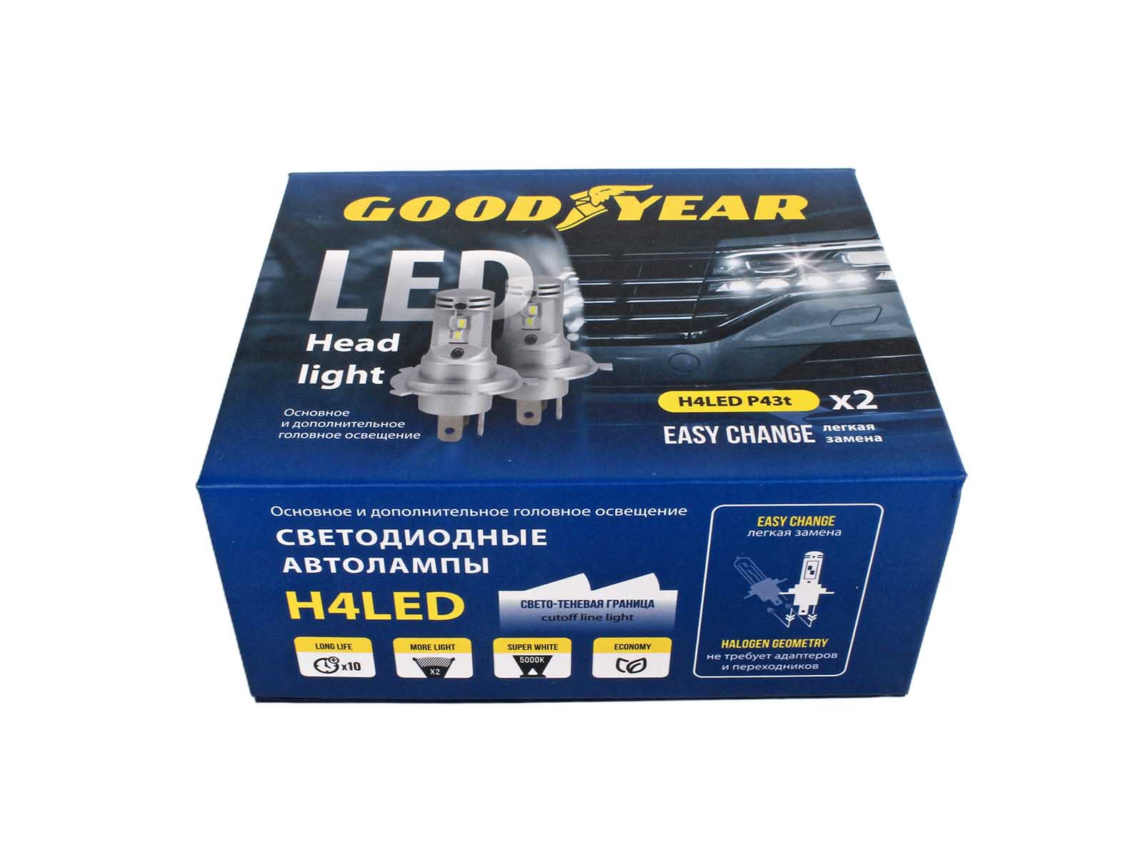 Лампа Goodyear 12-24V H4 диодная 2шт комплект GY014001 фотография №6