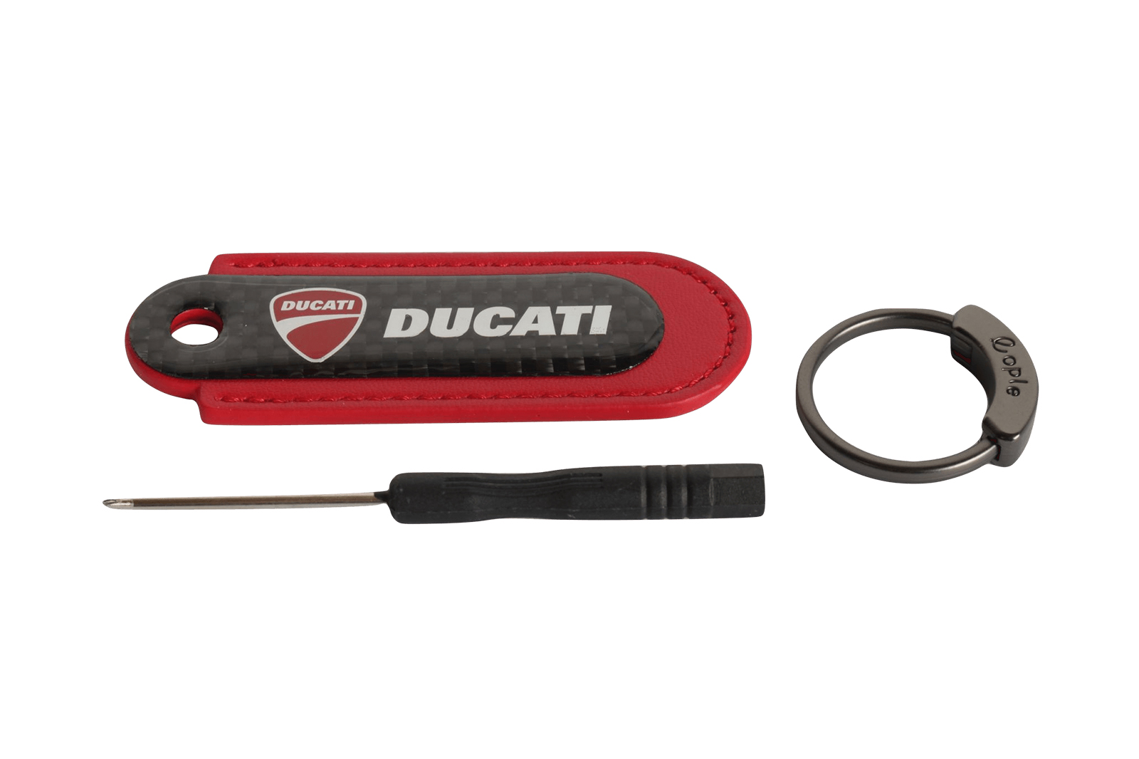 Брелок для авто кожа-карбон с логотипом DUCATI красный фотография №1
