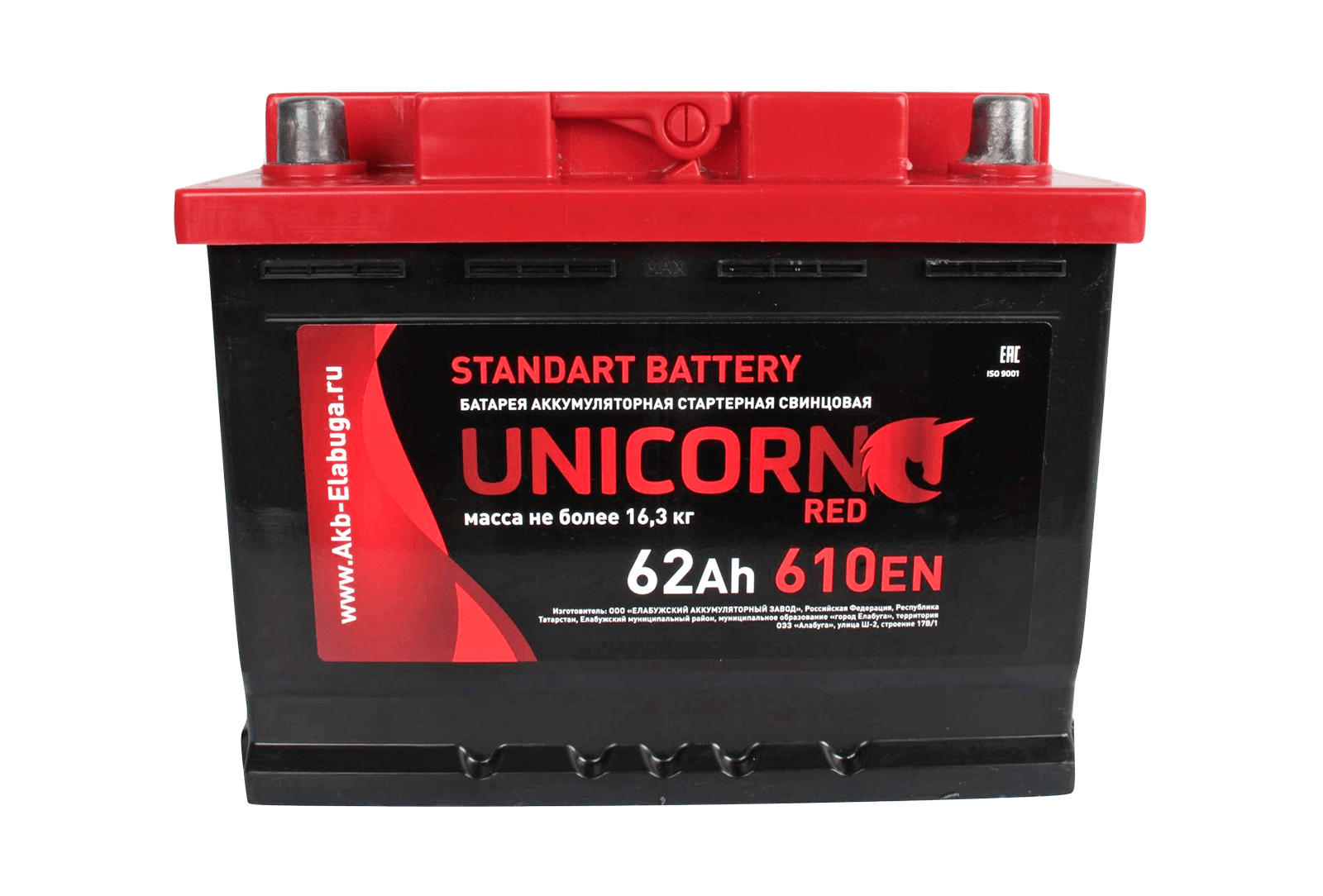 Аккумуляторная батарея UNICORN Red 6СТ62 обратная фотография №1