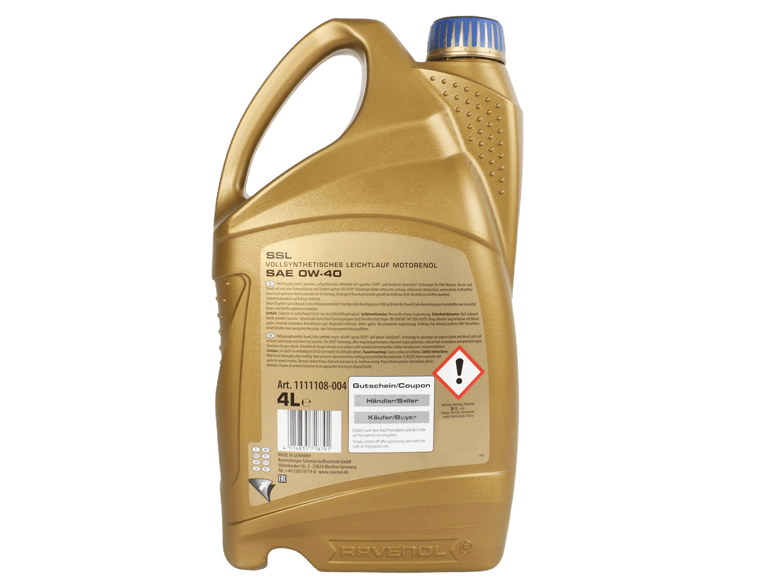 Масло моторное RAVENOL SSL 0W40 4л фотография №2