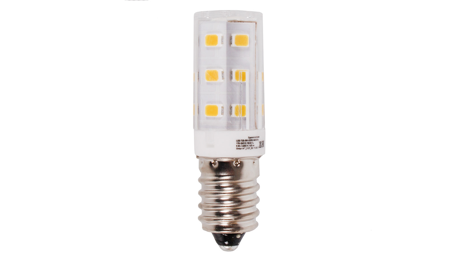 Лампа светодиодная ЭРА LED smd T25-5W-CORN-840-E14 фотография №1