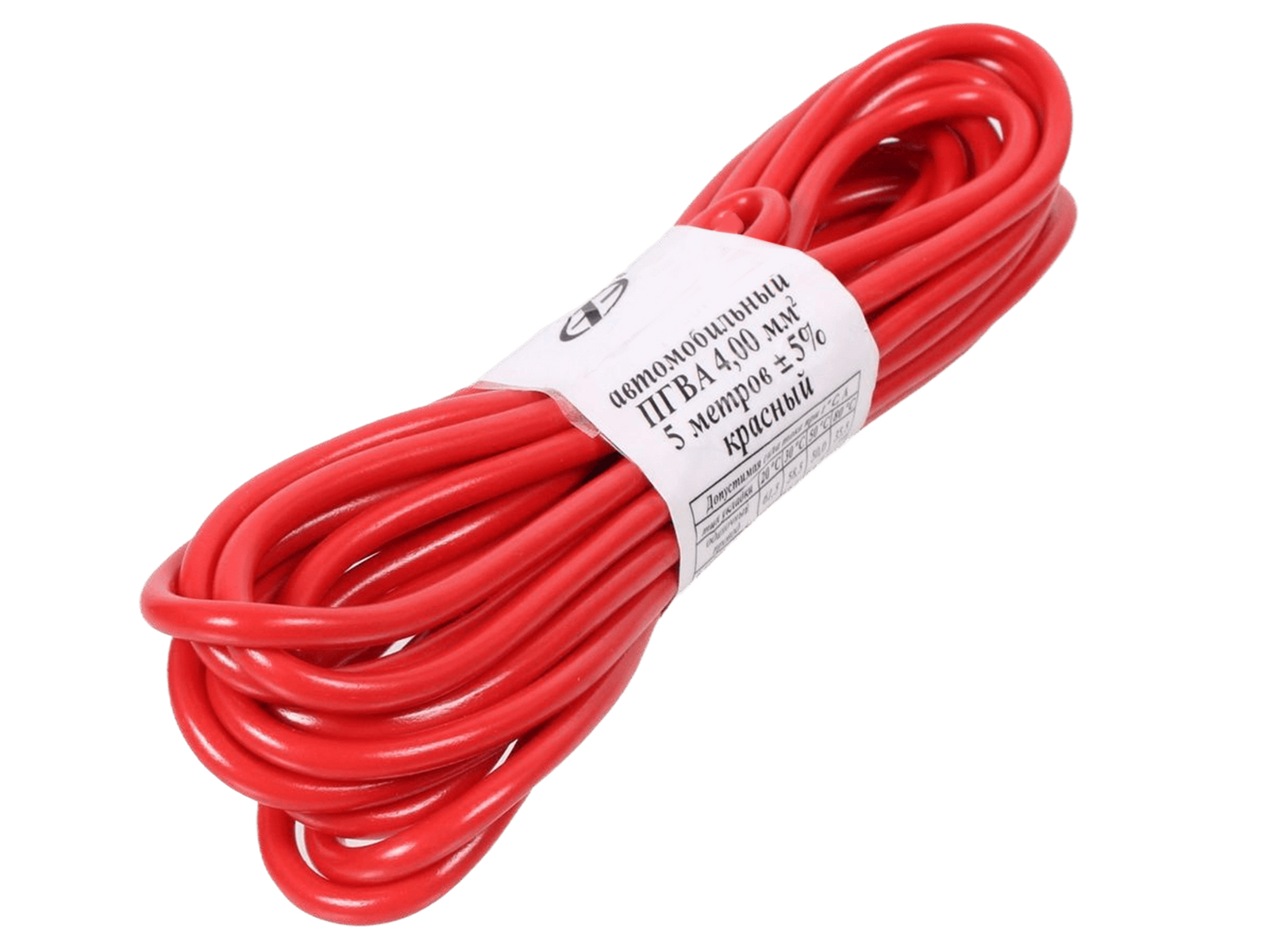 Провод автомобильный монтажный ПГВА 5м S-4.00мм красный фотография №1