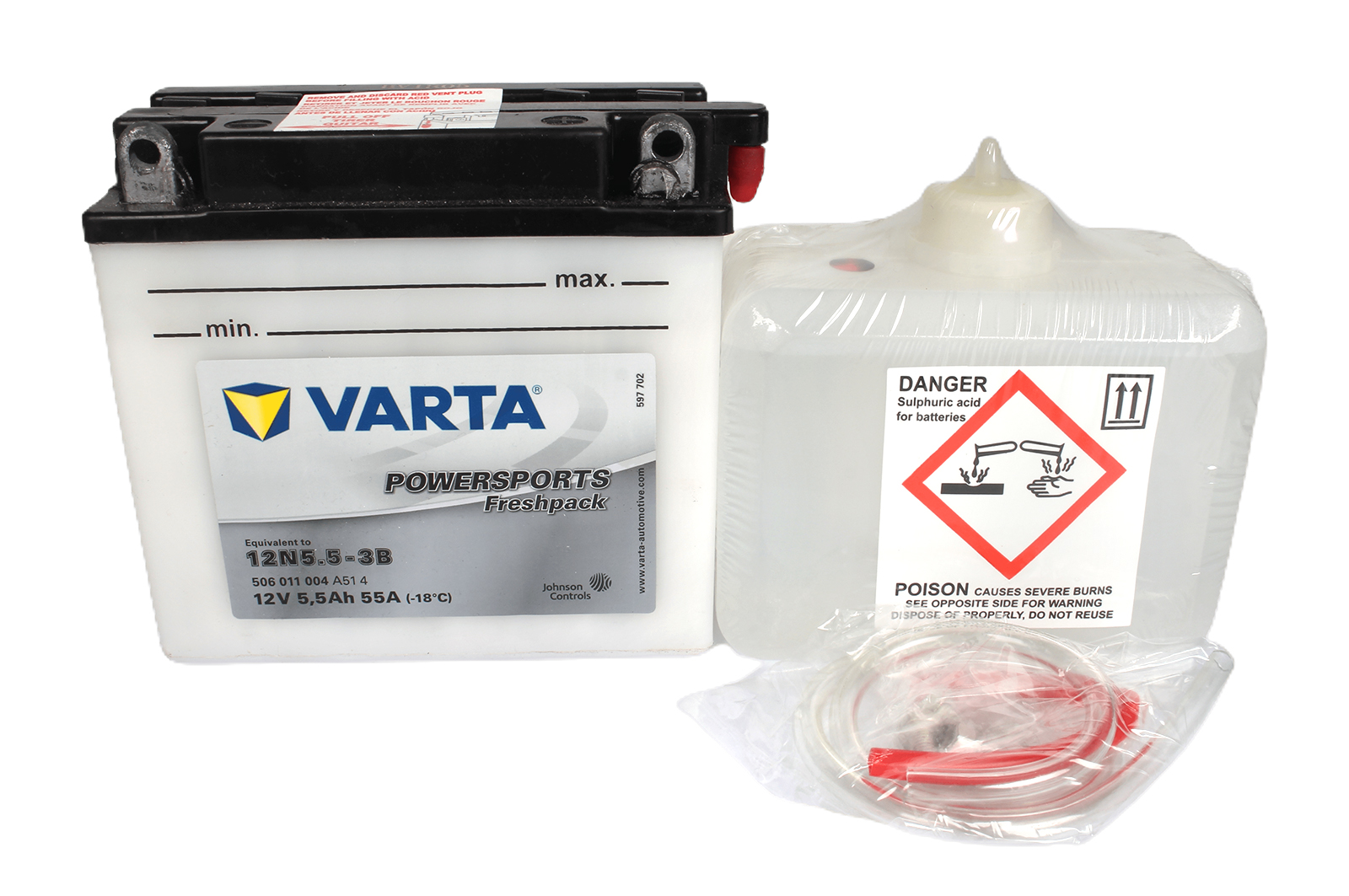 Аккумуляторная батарея VARTA белая 12N5.5-3B 6СТ6 506 011 004 фотография №1
