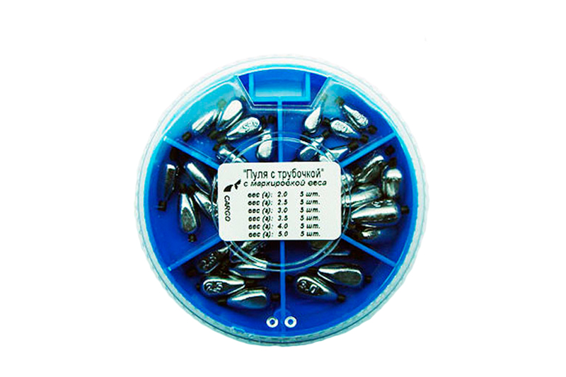 Грузила ПУЛЯ с трубочкой 6 секций 085 набор фотография №1