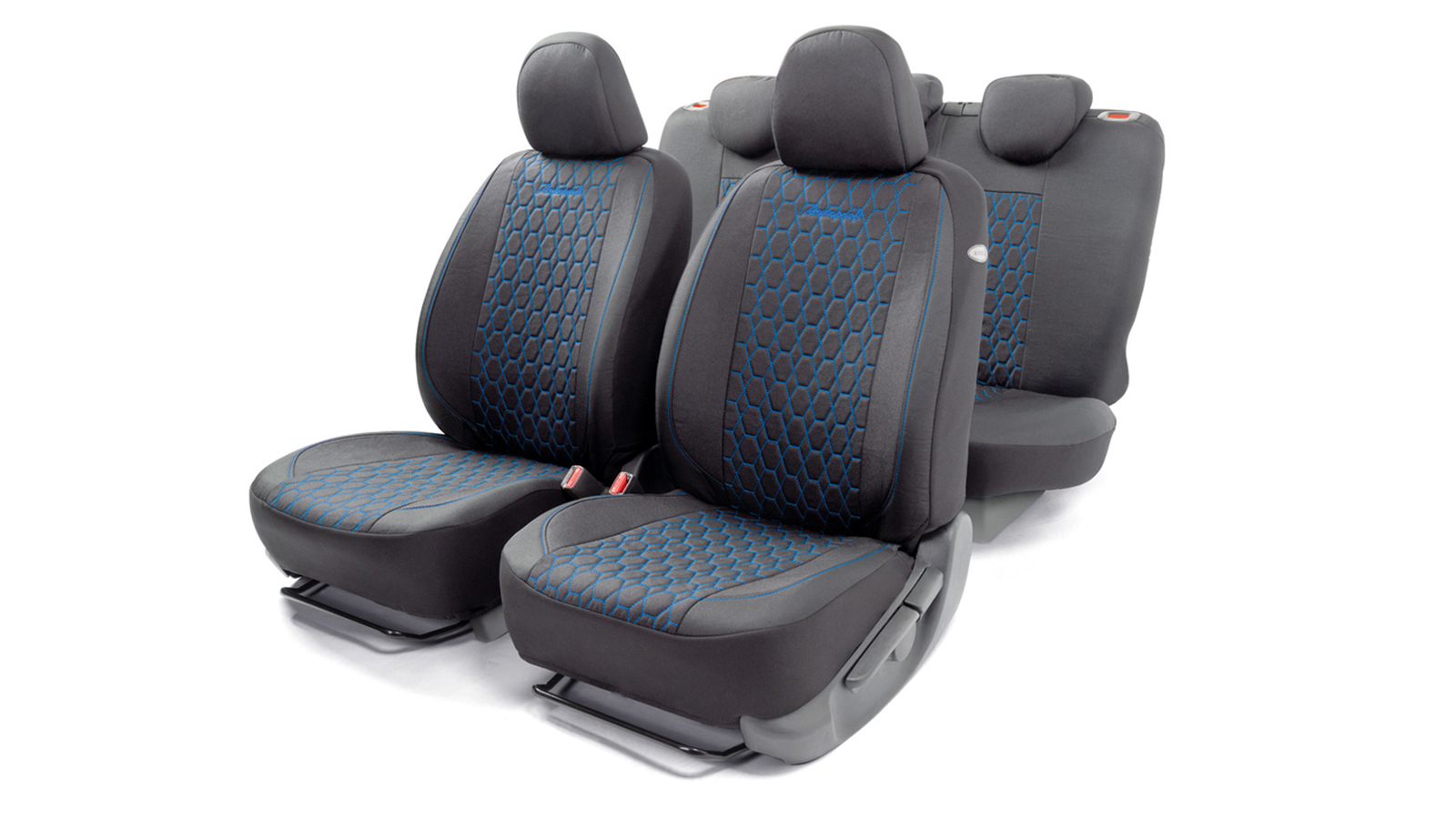 Чехлы на сиденье VERONA VER-1505 BLACK/BLUE лён мелкого плетения  AIRBAG AUTOPROFI фотография №1