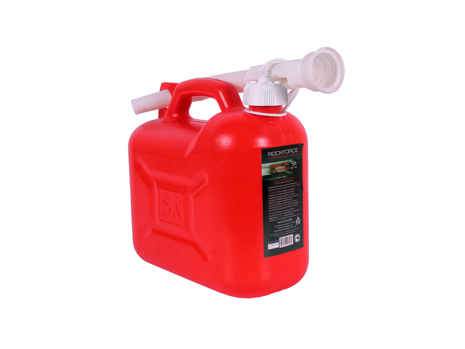 Канистра ROCKFORCE пластиковая со сменным гибким носиком 5л фотография №1
