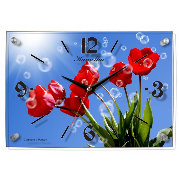 Часы настенные Тюльпаны стекло гориз. 961 фотография №1