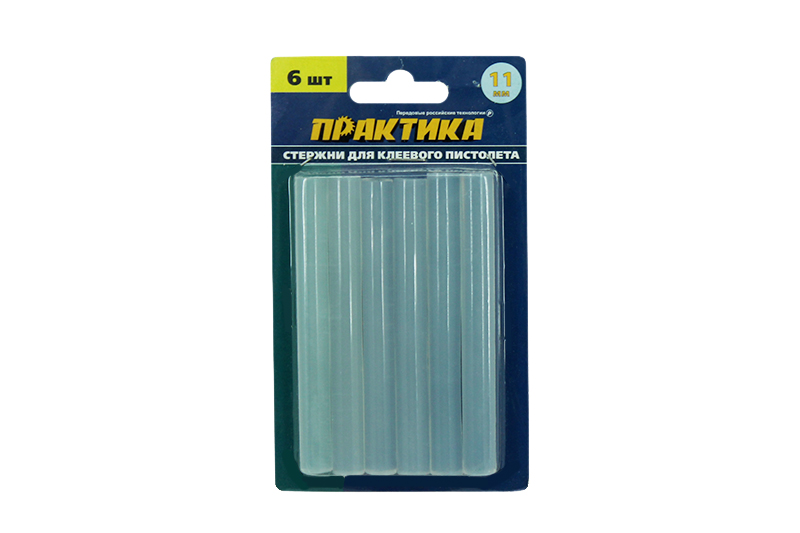 Клей ПРАКТИКА для термопистолета 11х100мм 6 шт. в блистере фотография №1