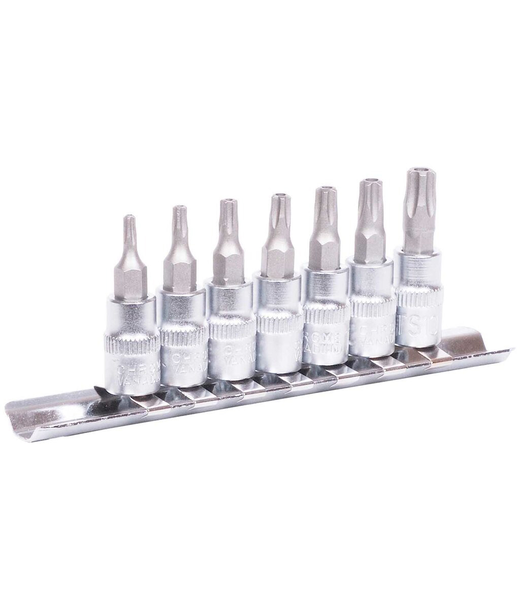 Набор головок АвтоDело torx 1/4 TS10-TS40 (5 лучей) 7 предметов 39838 фотография №1