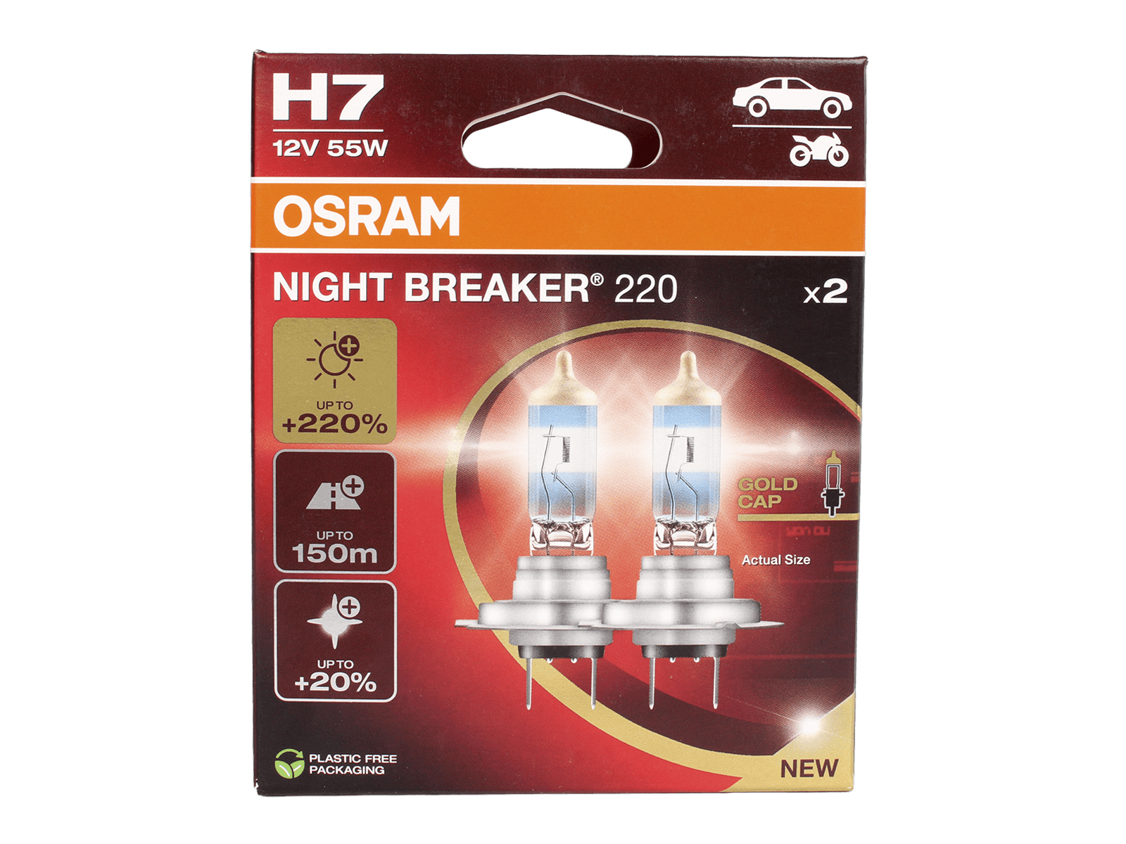 Автолампа H7 (55) PX26d+220% 220 3700К 12V 2 штуки комплект NIGHT BREAKER O-64210NB220(BOX) фотография №4