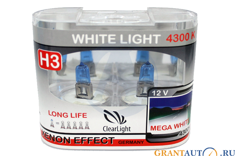 Лампа Clearlight H3 12V 55W White Light комплект фотография №1