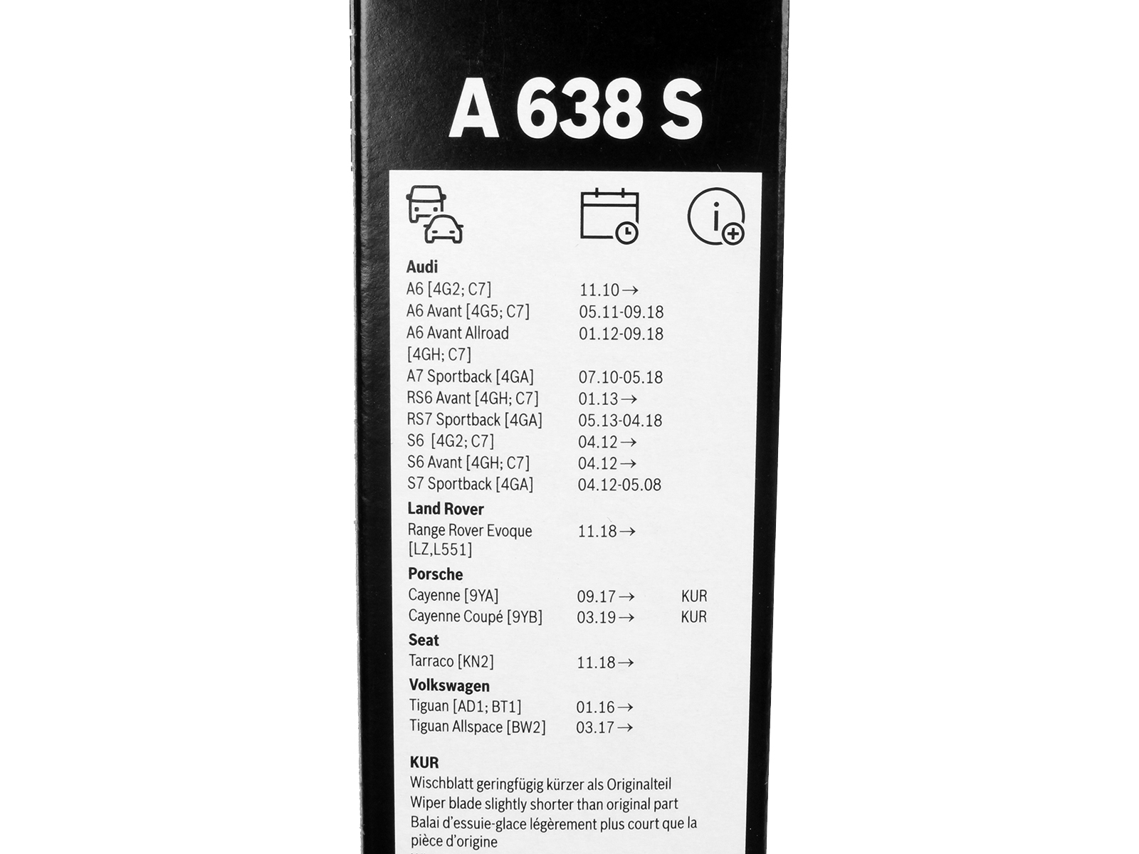 Щетка стеклоочистителя BOSCH 3397007638 A638S комплект фотография №4