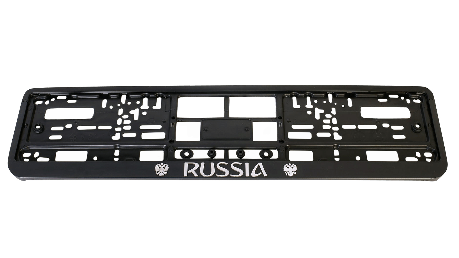 Рамка для номера рельеф Russia чёрный, серебро AVS A78111S 1шт фотография №1