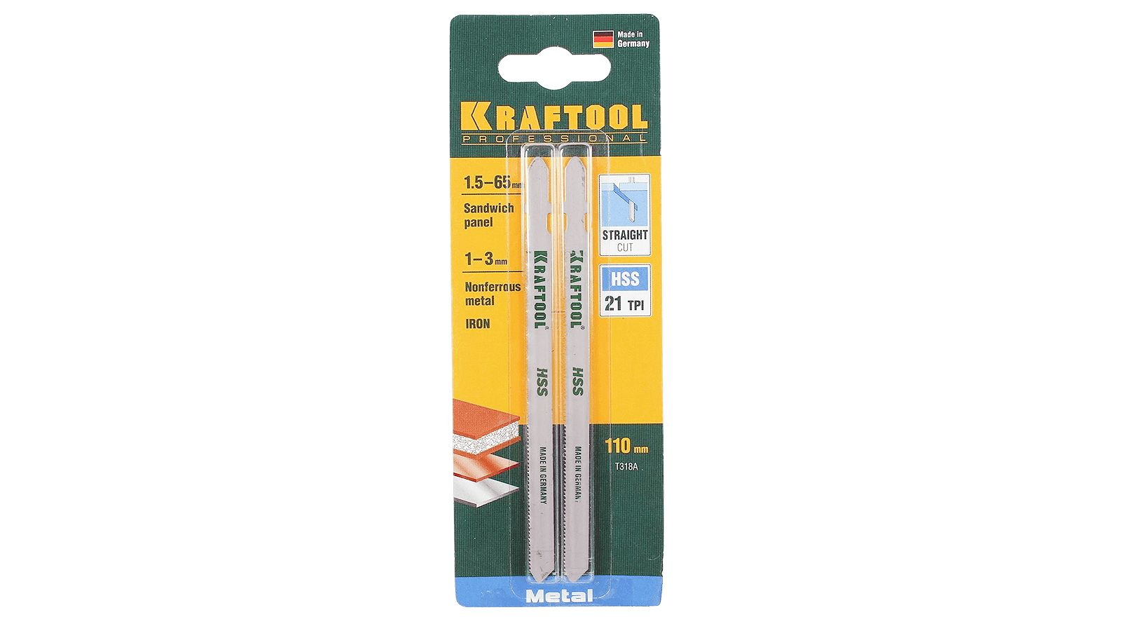 Пилки для лобзика KRAFTOOL по металлу нержавейке 2 шт фотография №1