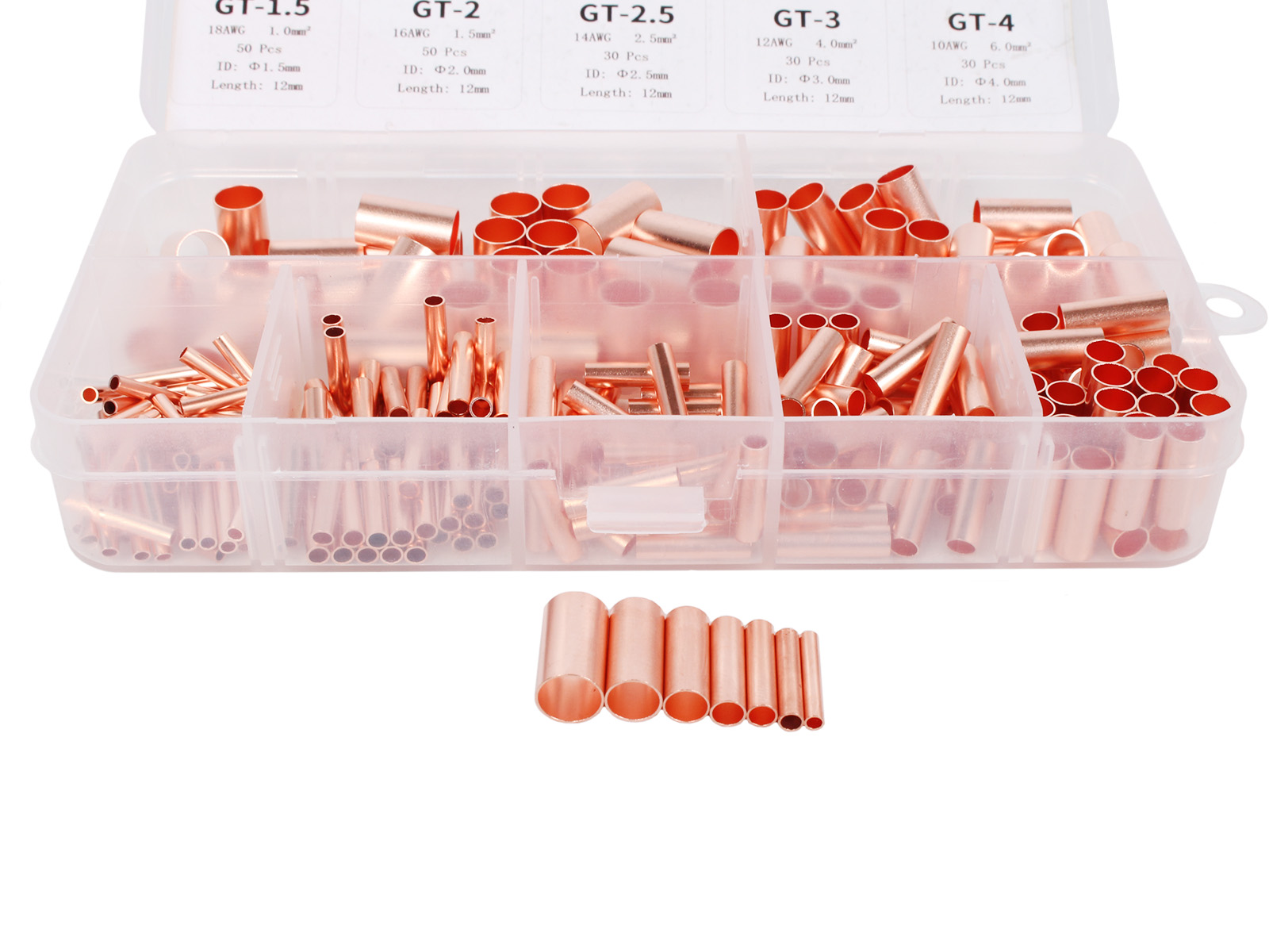 Набор соединителей проводов обжимных 1-6мм 250 предметов AR-KGO250P ANROKEY фотография №1