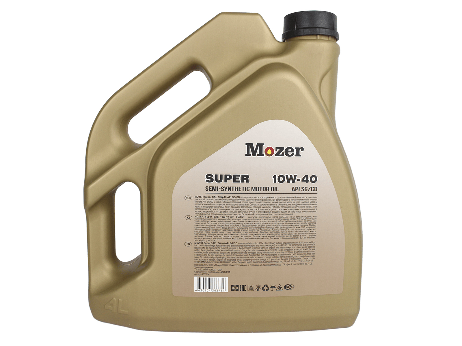 Масло моторное MOZER SUPER 10W40 SG/CD 4л фотография №3