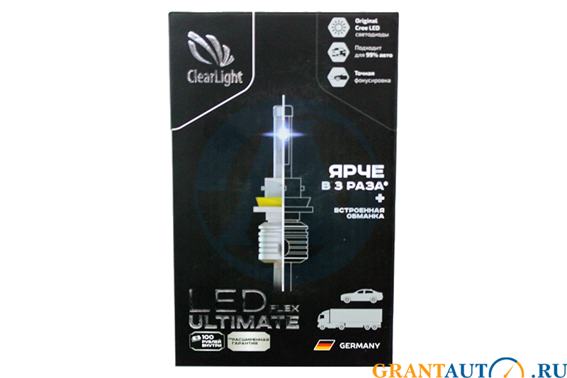 Лампа ClearLight Flex Ultimate H7 5500Lm 6000K диодная комплект фотография №3