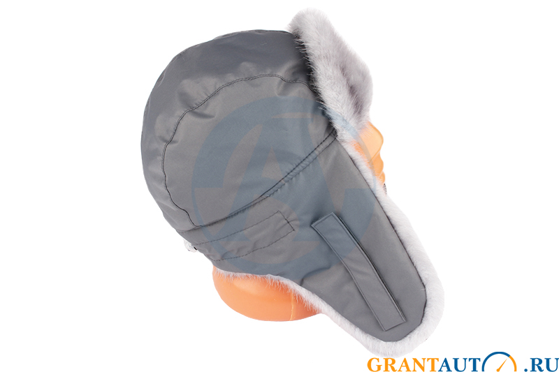 Шапка ушанка Голубая норка ткань Breathable цвет серый размер 55-56 фотография №2