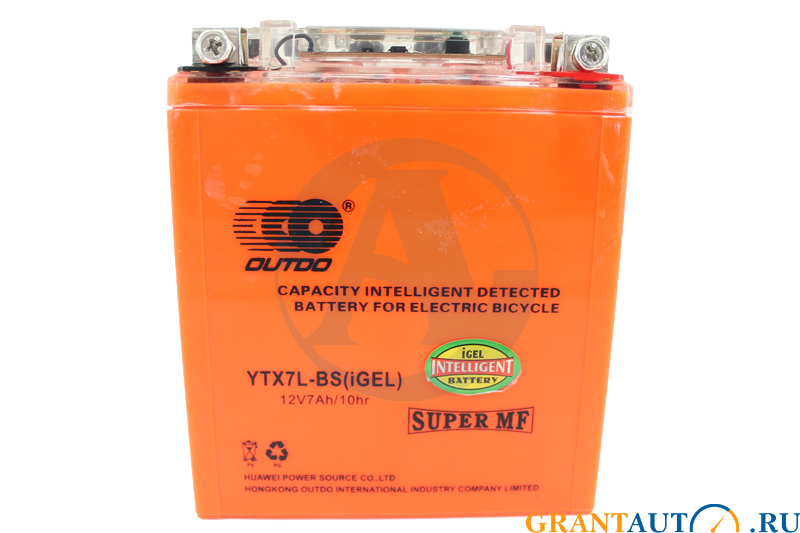 Мотоаккумулятор Outdo YTX7L-BS IGEL 7Ач.114х70х131мм фотография №1
