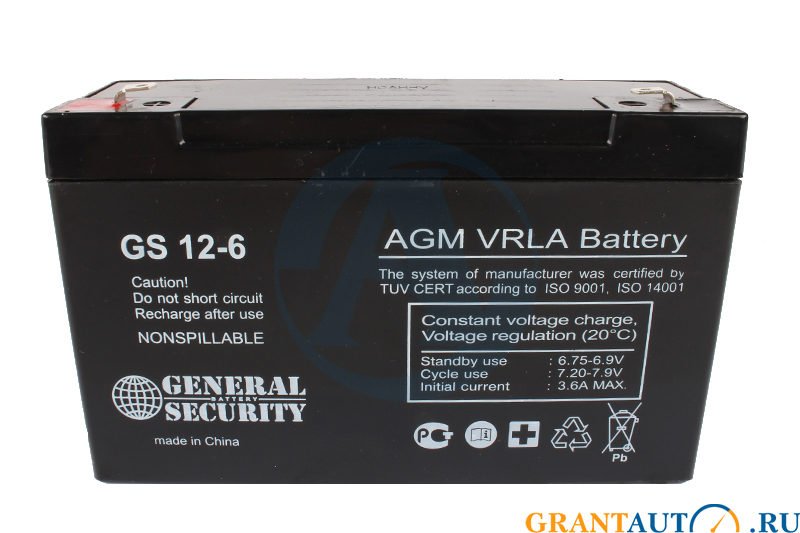 Промышленная аккумуляторная батарея General Security GS 7.2-12 фотография №1