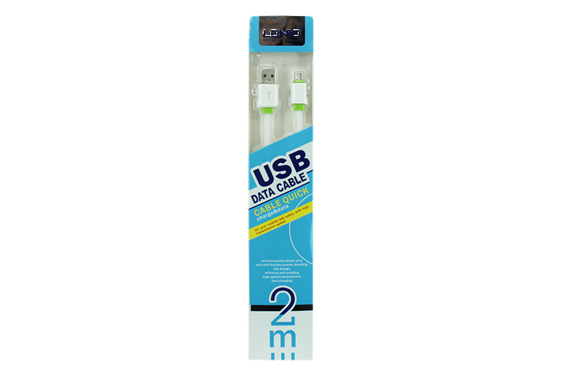 Кабель силиконовый плоский micro-USB 2м белый фотография №1