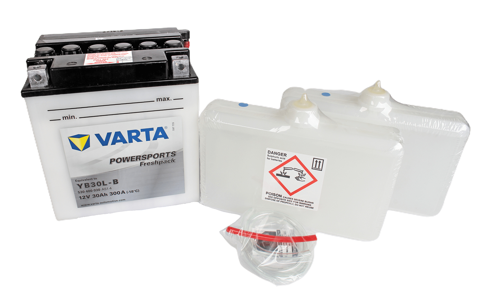 Аккумуляторная батарея VARTA белая YB30L-B 6СТ30 530 400 030 фотография №1