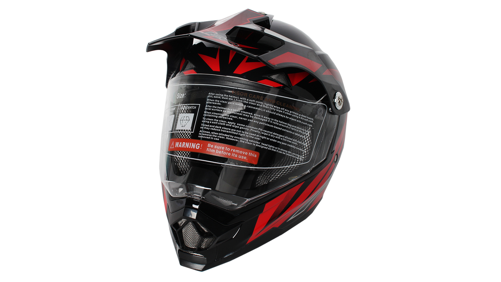 Шлем мото мотард HIZER B6196-1-4 black/red (S) фотография №1