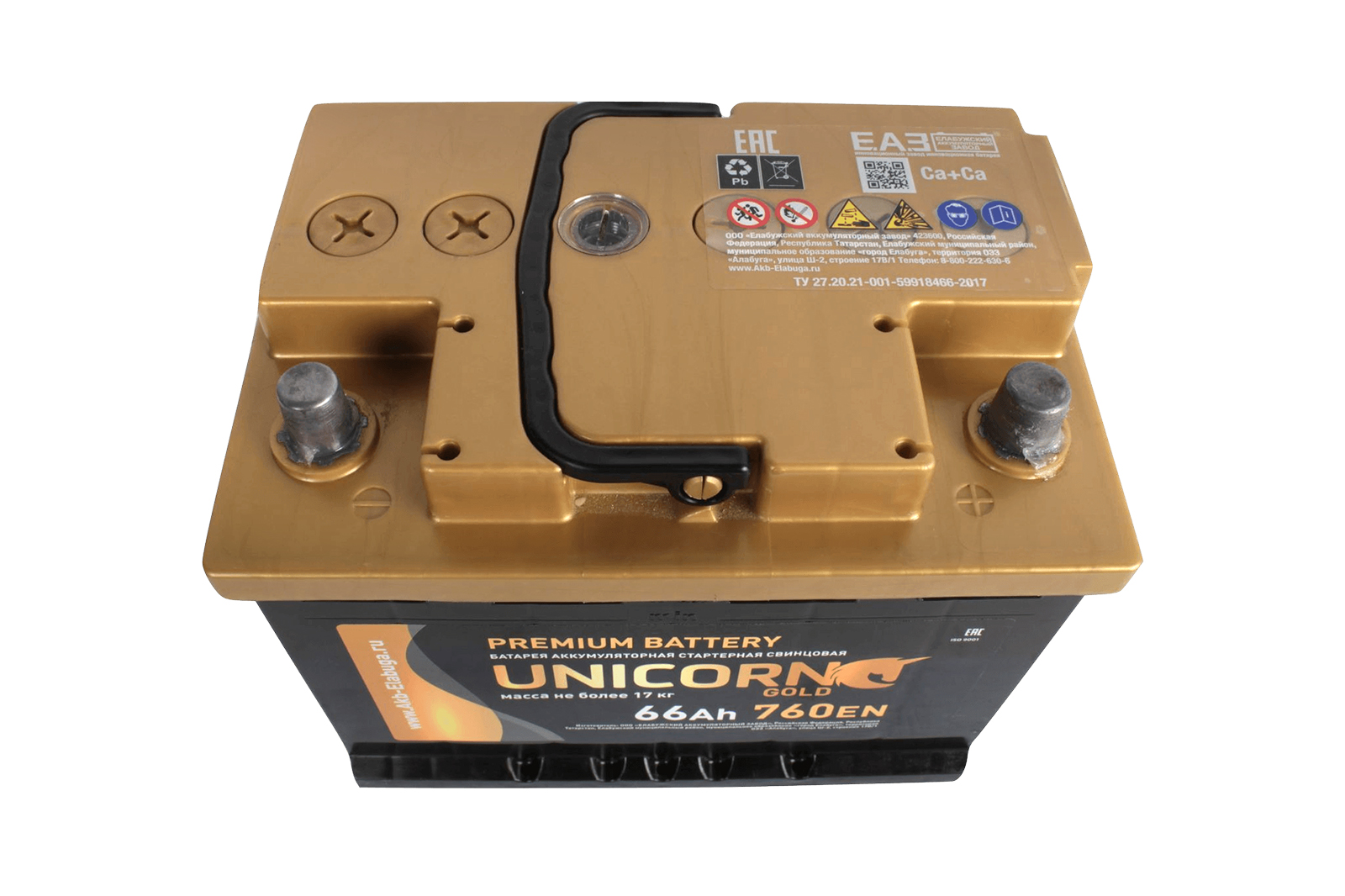Аккумуляторная батарея UNICORN Gold 6СТ66 обратная фотография №2
