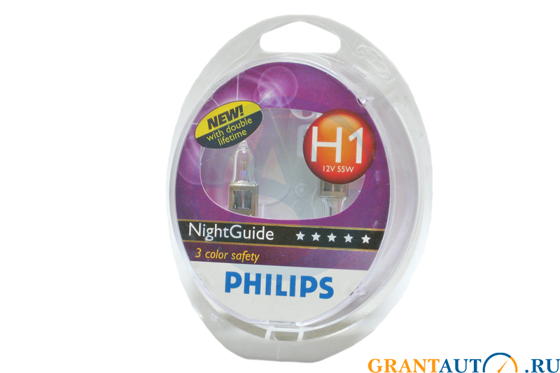 Лампа 12Vx55W H1 PHILIPS NIGHT GUIDE 2шт фотография №1