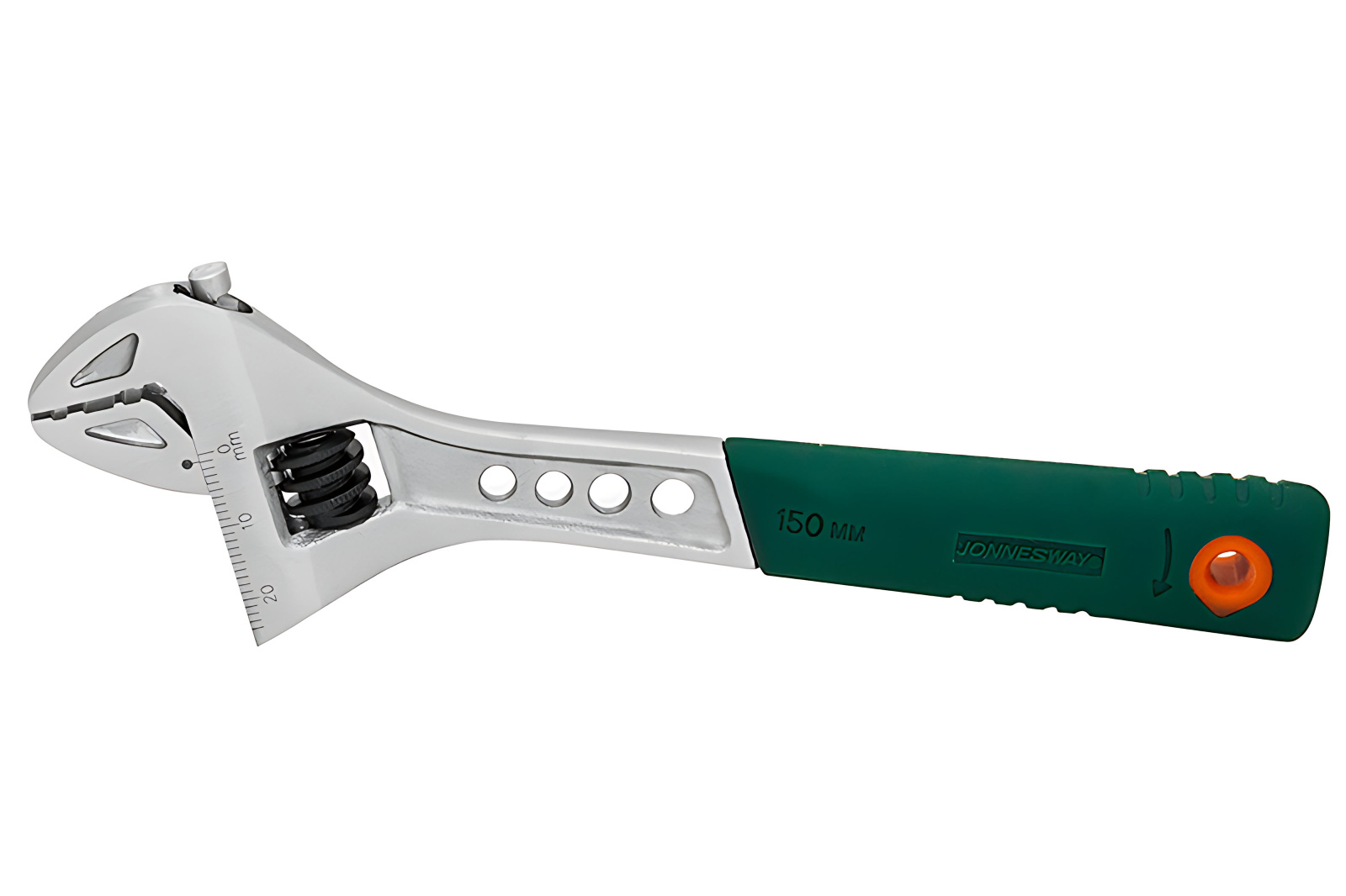 Ключ разводной JONNESWAY эргономичный пластиковая ручка L-150 мм 0-19 мм фотография №1