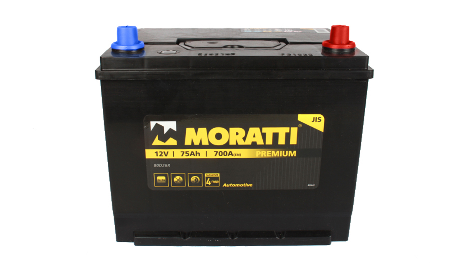 Аккумуляторная батарея MORATTI 80D26L 6СТ75 азия обратная фотография №1