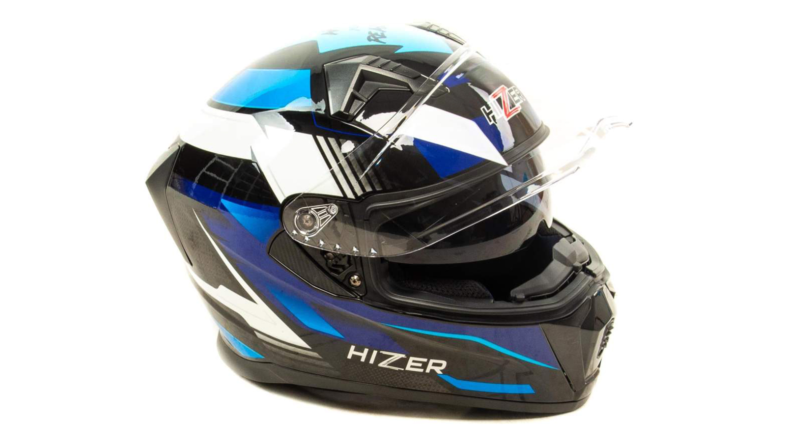 Шлем мото интеграл HIZER J5320 №1 black/blue размер L фотография №2