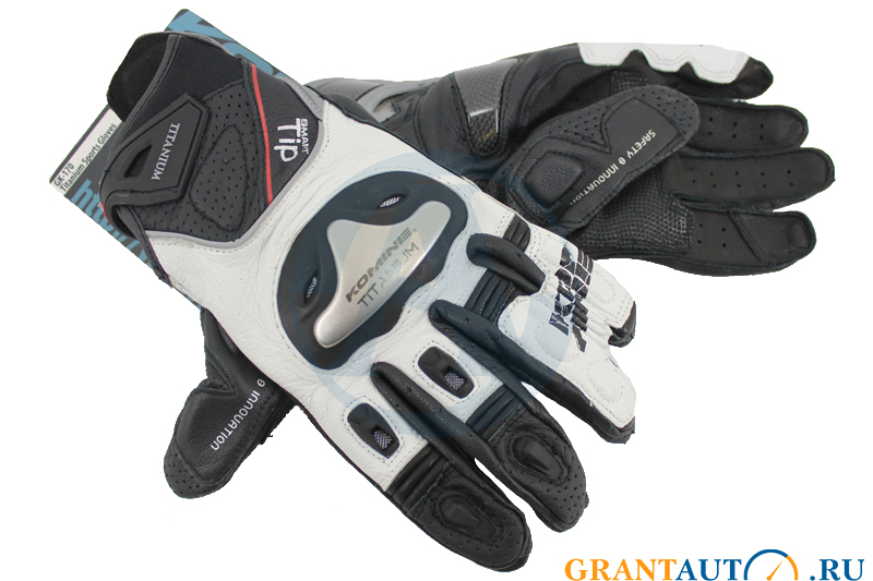 Мото перчатки  Komine GK-170 Titan Sports черно/белые XXL фотография №1