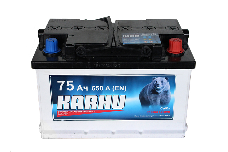 Аккумуляторная батарея KARHU 6СТ75 низкая обратная 650 А фотография №1