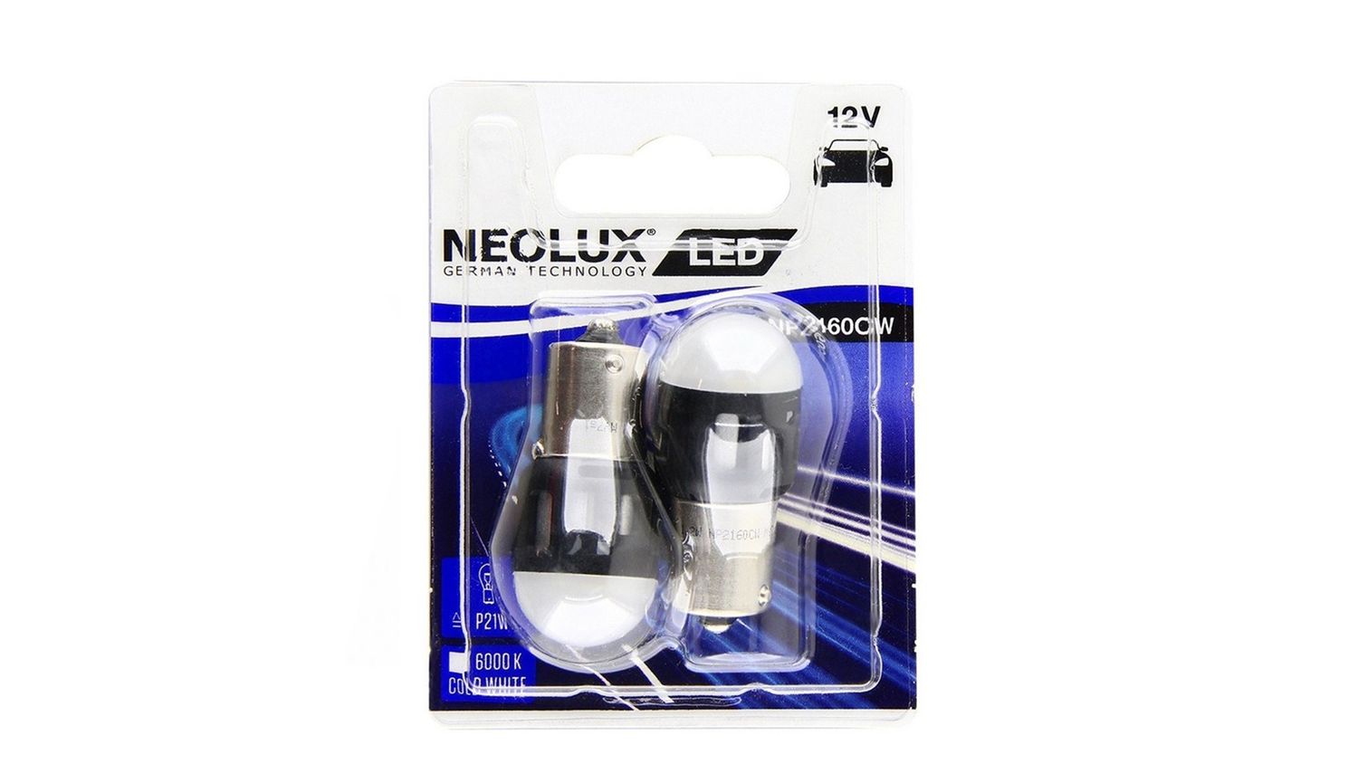 Лампа NEOLUX LED P21W 12V 1.2W BA15S 6000 комплект фотография №1