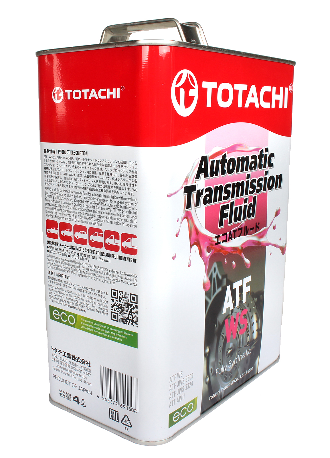 Масло трансмиссионное TOTACHI ATF WS 4л фотография №2