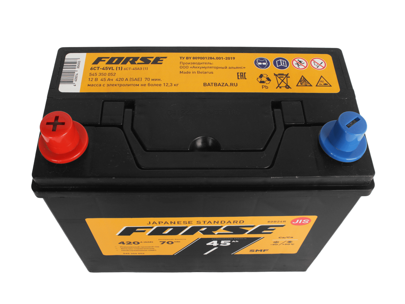Аккумуляторная батарея FORSE 60B24R 6СТ45 азия фотография №3