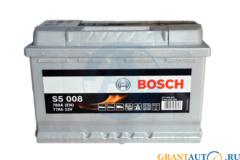 Аккумуляторная батарея BOSCH SILVER+ S5008 6СТ77 * 577 400 078 фотография №1