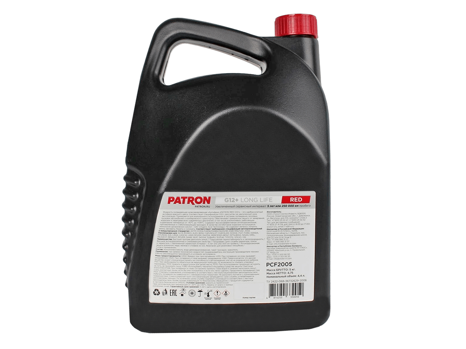 Антифриз G12+ красный готовый 5л PATRON PCF2005 фотография №3