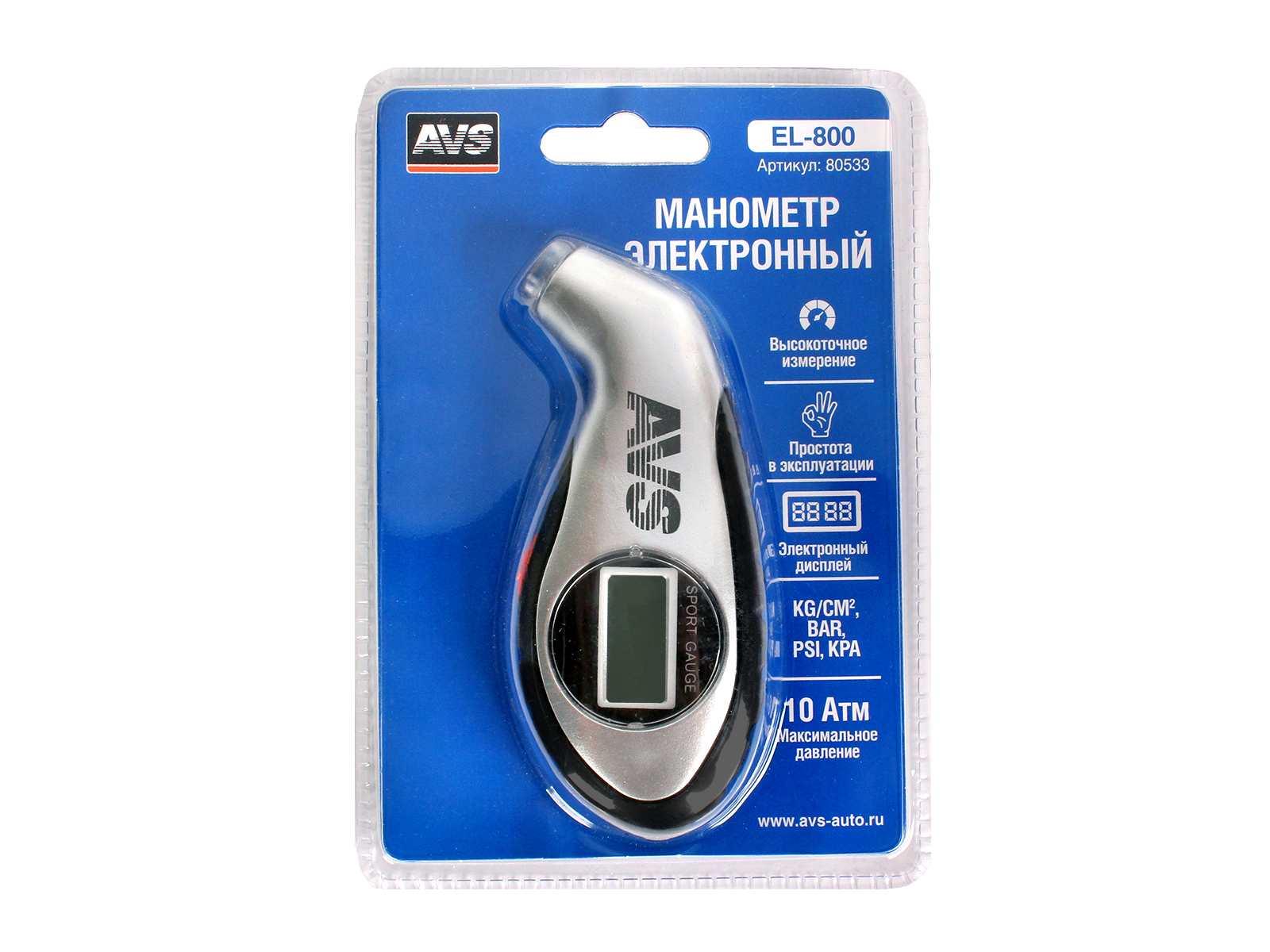 Манометр автомобильный AVS EL-800 фотография №1