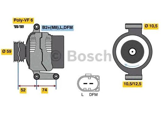 Генератор FIAT DUCATO PEUGEOT BOXER BOSCH 0125711059 фотография №1