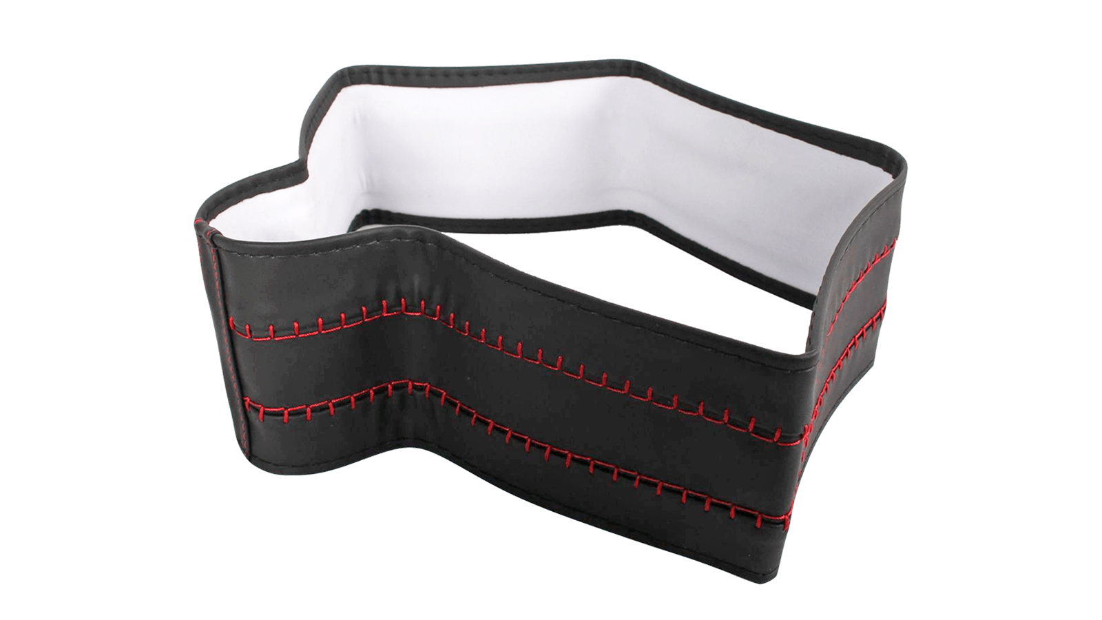 Оплетка на руль со шнуровкой GLORY Fiber черная/строчка красная (M) экокожа PSV фотография №2