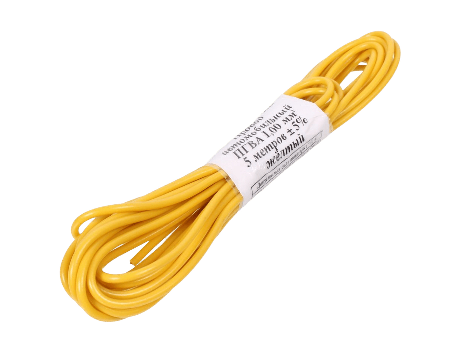 Провод автомобильный монтажный ПГВА 5м S-1.00мм желтый фотография №1