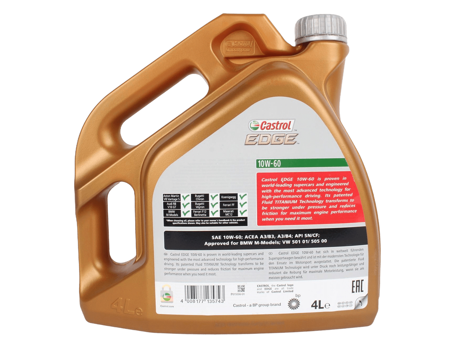 Масло моторное CASTROL EDGE 10W60 4л фотография №2